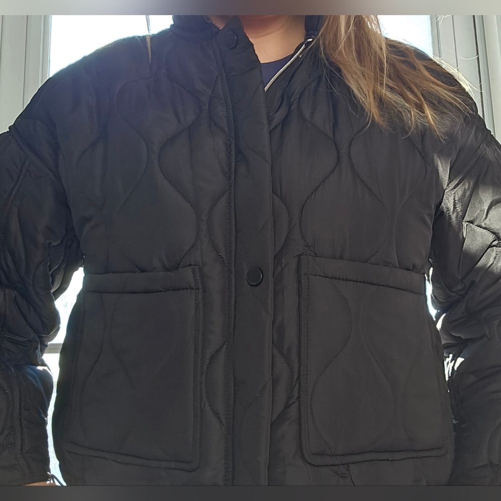 Lucky Brand Snow Quilted Water Resistant Puffer Bomber Jacket Adjustable Women - Picture 3 of 11